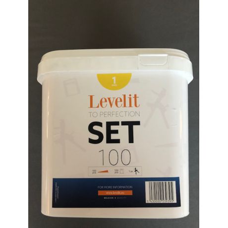 Levelit kit 100 clips 1mm + 100 spieën + tang