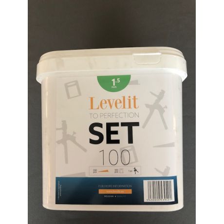 Levelit kit 100 clips 1.5mm + 100 spieën + tang