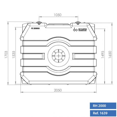 RH regenwatertank/septic rechthoekig 2.000L