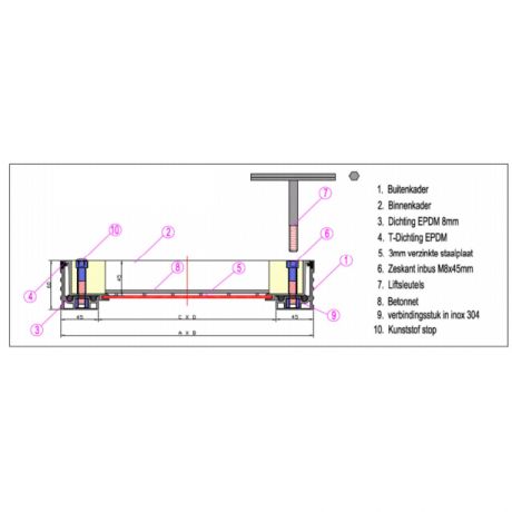 Tegeldeksel LSDRAIN ALU PRO 4cm 70x70