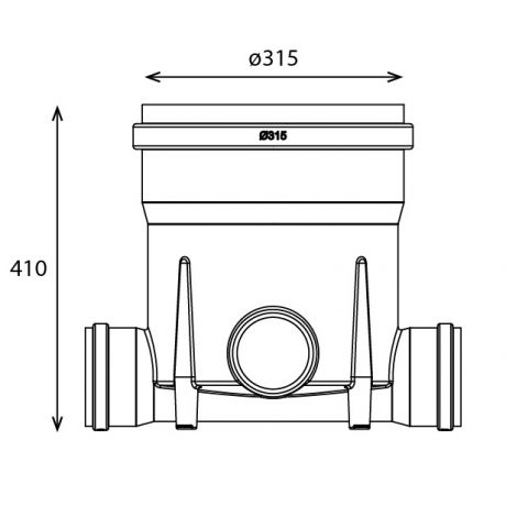 Toezichtsput PE diam. 315 - 4x110mm