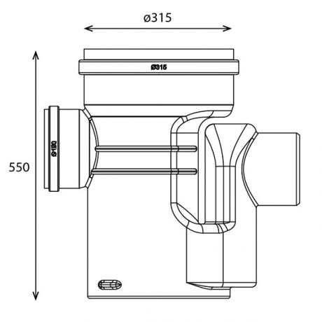 Sifonput PE diam. 315 - 1x160mm/1x160mm