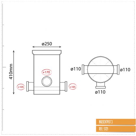 Toezichtsput diam.250 - aansluiting 3x110