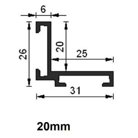 Verimpex matkader aluminium zwart 20mm 800x500mm