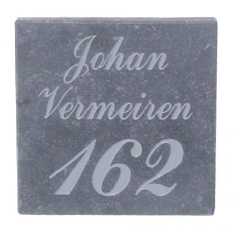 Naam & nummergravure op arduinplaatje 18x18 - Stone Grey 
