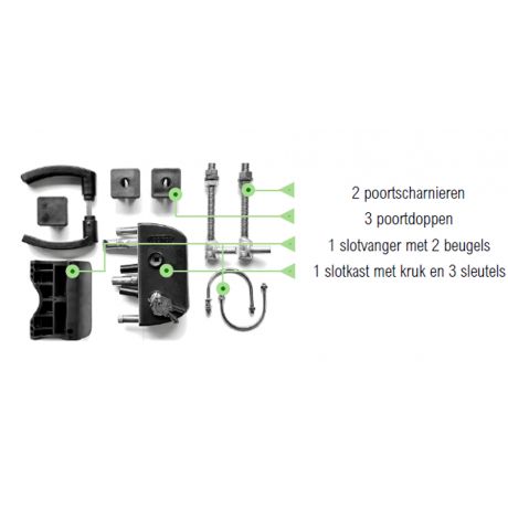 Slotset (locinox) voor enkele tuinpoort groen