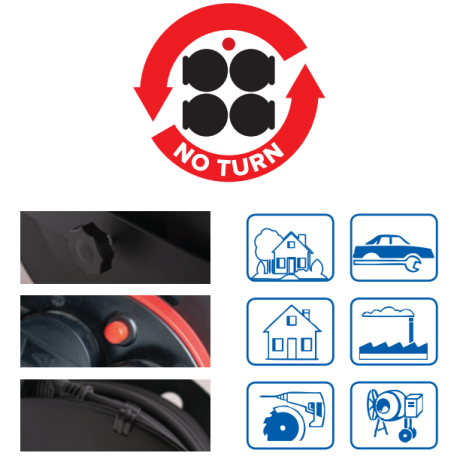 Kabelhaspel PRO  3G2.5 neopreen 35m - NO TURN