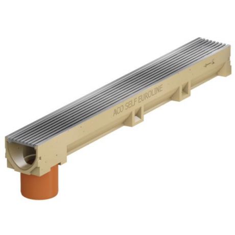 ACO Euroline 100 INOX lengtestaafrooster + uitloop